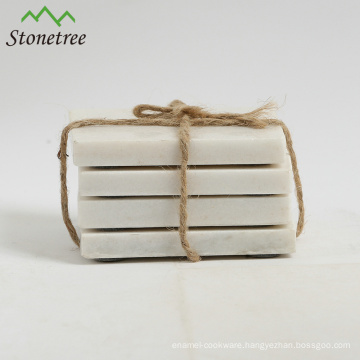 Square shaped white marble tableware coaster